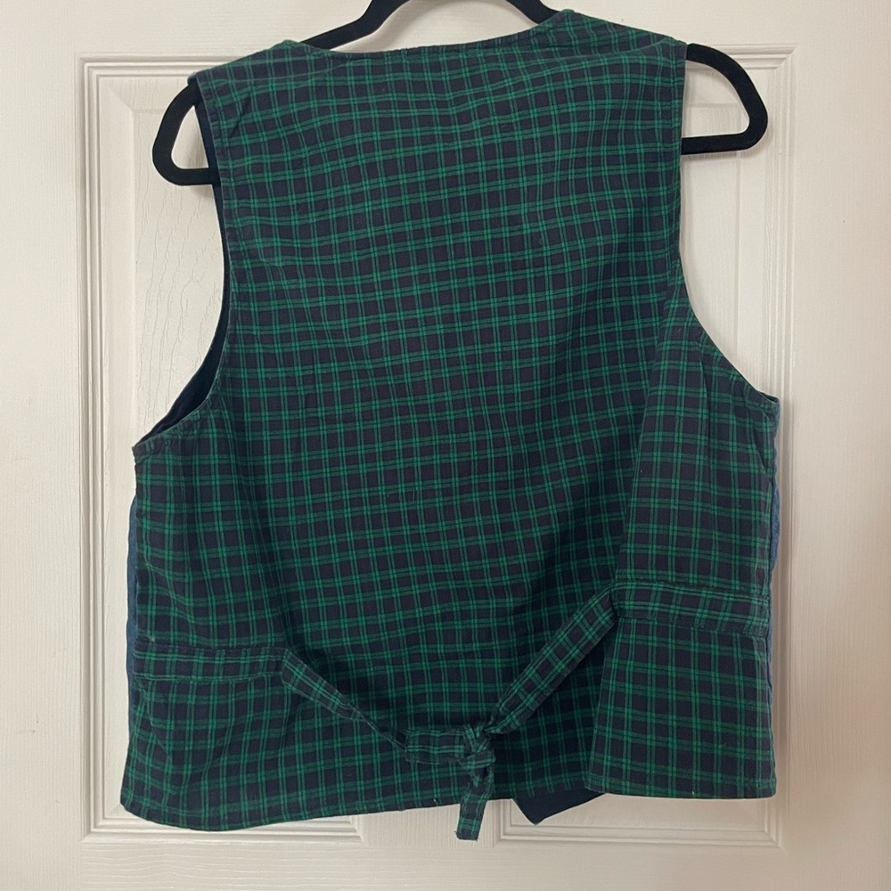 Oak Hill Advanatge Patchwork Denim Vest with Floral and Plaid Patterns Large - Picture 3 of 3